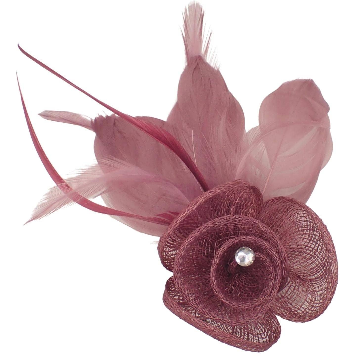 Topkids Accessories - Wholesale Fascinator Hat - Women's - Rose Flower Hair Clip Fascinator Hair Clip Fascinators Hair Clips Sinamay Brooch Pin & Beak Clip Hair Clip Suitable For Girls, Women, Ladies12