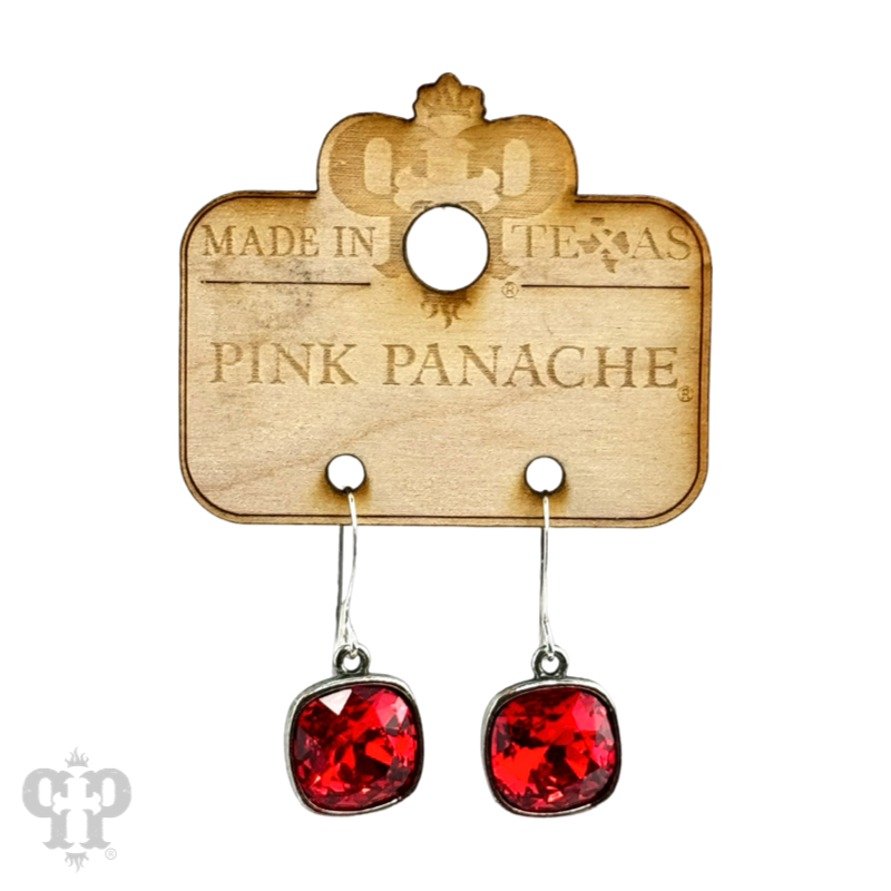 Pink Panache Brands - Wholesale Dangle Earrings - Austrian square crystal hook earring, 12mm17