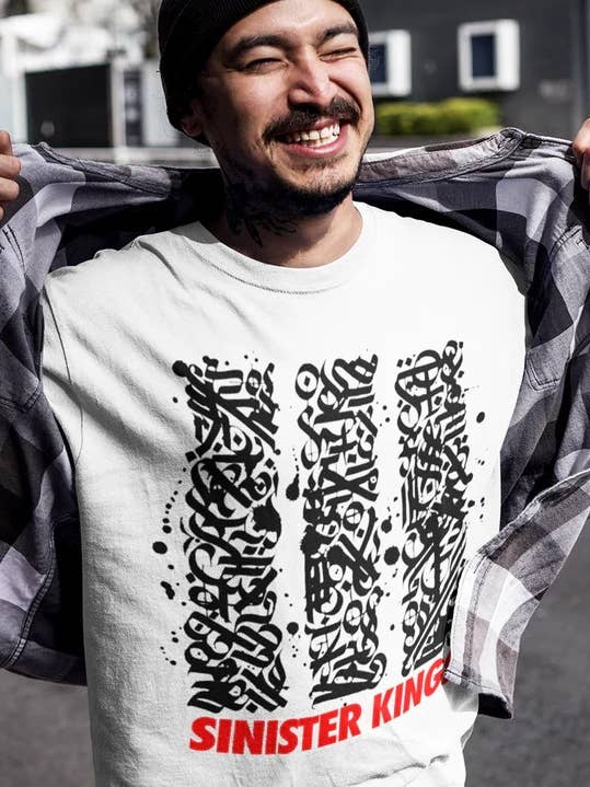 Calligraphy Kings - Camiseta masculina por atacado de Sinister Kings