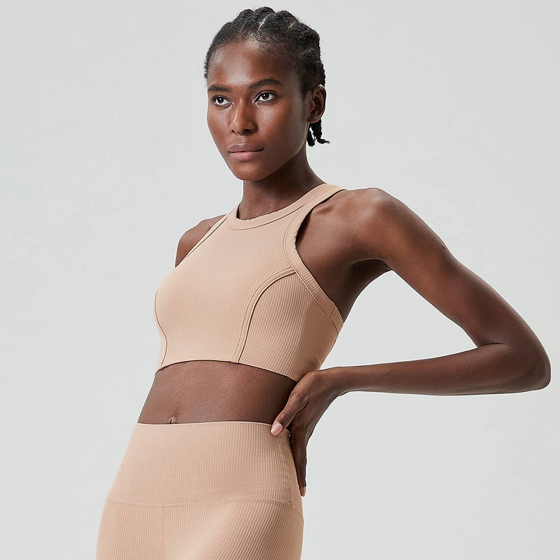 Sodalemon - Wholesale Sports Bra - Women's - Women Yoga Solid Threaded High Support Fitness Sports Bra17