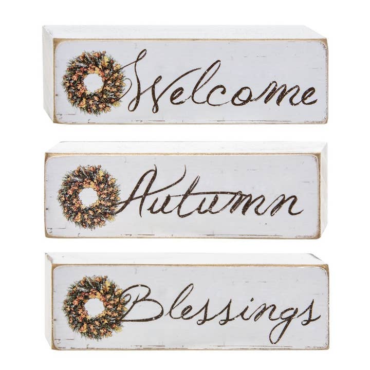 Blessings, Autumn, Welcome Block, 3 Assorted for wholesale by Col House Designs