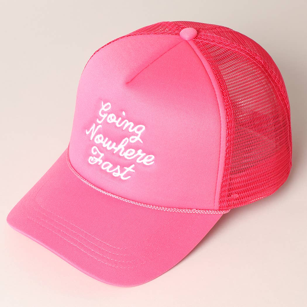 Fashion City – boné - Mulher por atacado – Chapéu de caminhoneiro em espuma de bordado rápido Going Nowhere11