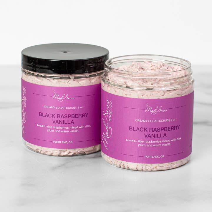 Black Raspberry Vanilla - Gommage crémeux au sucre pour la vente par Mad Sass Soap Co