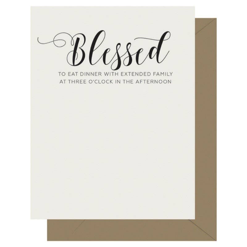 Letterpress Jess - Wholesale Thanksgiving Card - Holiday Crass Calligraphy Blessed Letterpress Greeting Card0