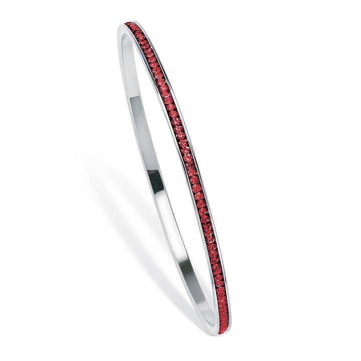 Simulated Birthstone Eternity Bangle Bracelet in Silvertone for wholesale by PalmBeach Jewelry