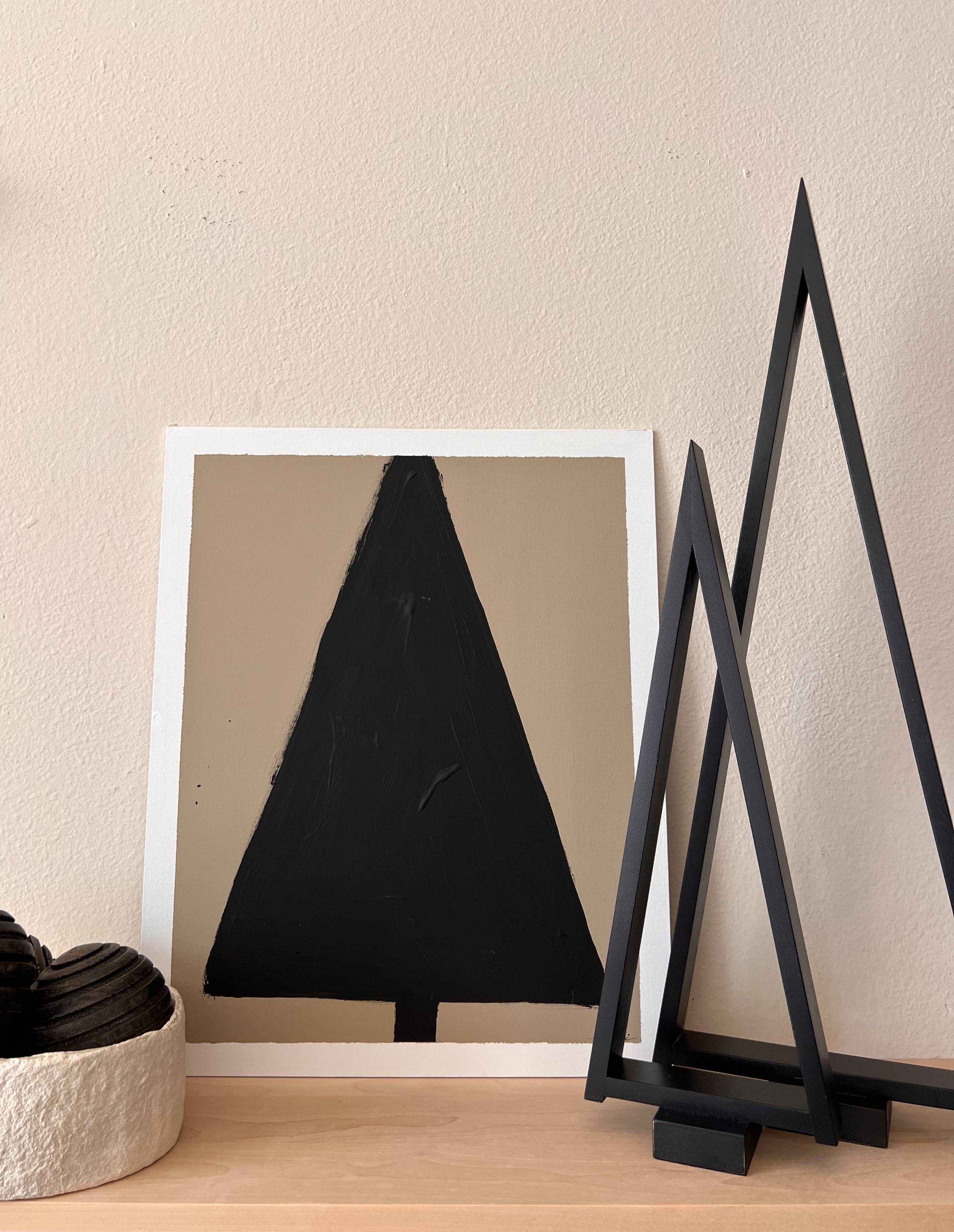 Je.Nicci - Vente Art mural pour les fêtes - Peinture de vacances sur panneau de toile (arbre de Noël) noir4