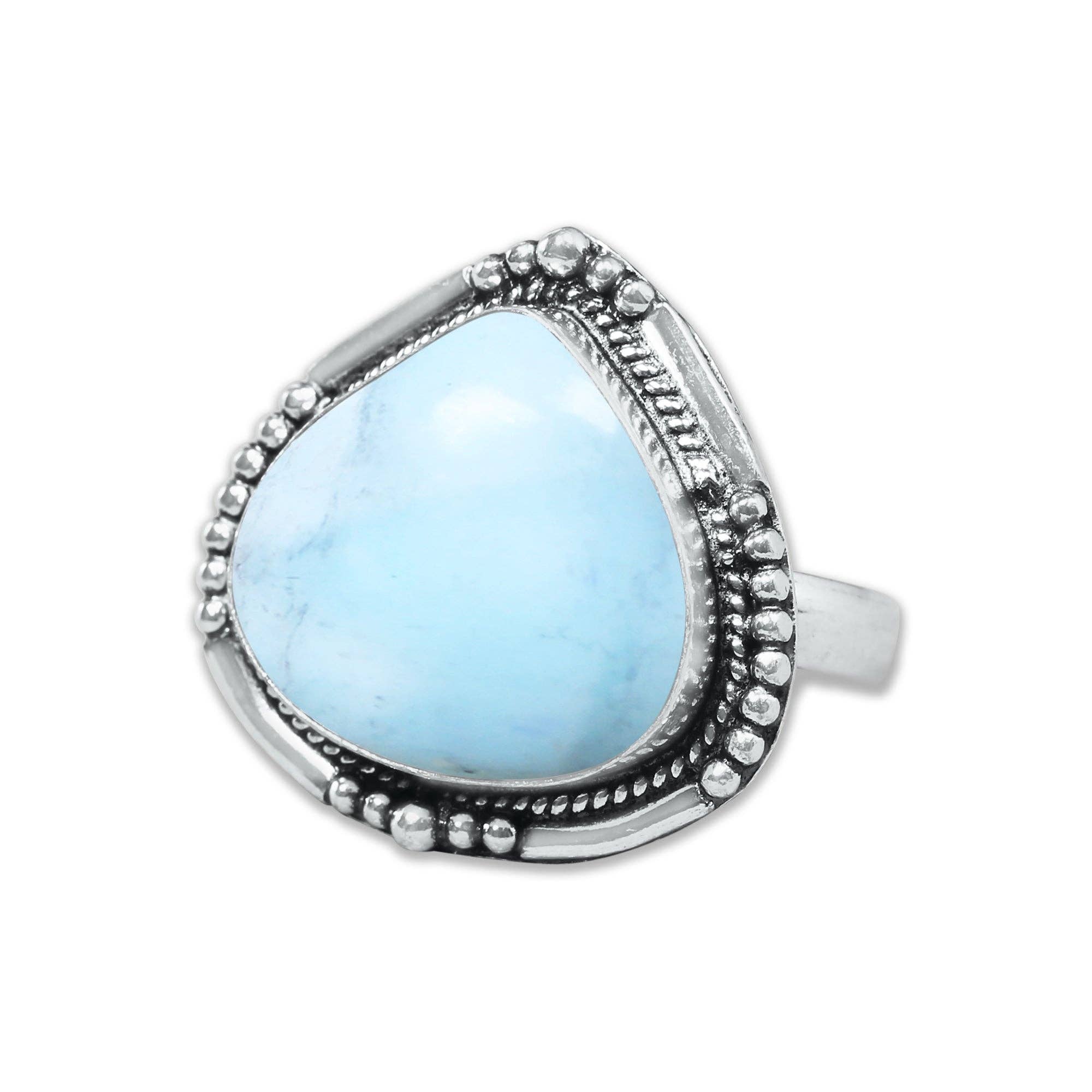 Handmade Jewels - Wholesale Cocktail/Statement Ring - Handmade Silver-Plated Larimar Rings – Minimalist Ocean-Inspired Jewelry (Natural Larimar)20