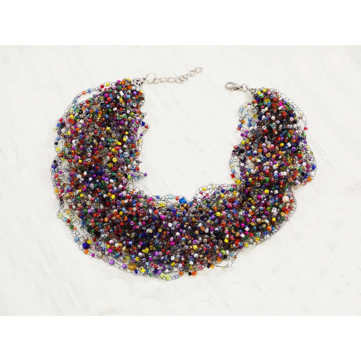 Colares Rainbow Statement para mulheres Colorful Mix Bib Dramatic Necklace Layered Vibrant Tribal Festival Bold Multi Strand Presente engraçado amigo por atacado de Ninolia