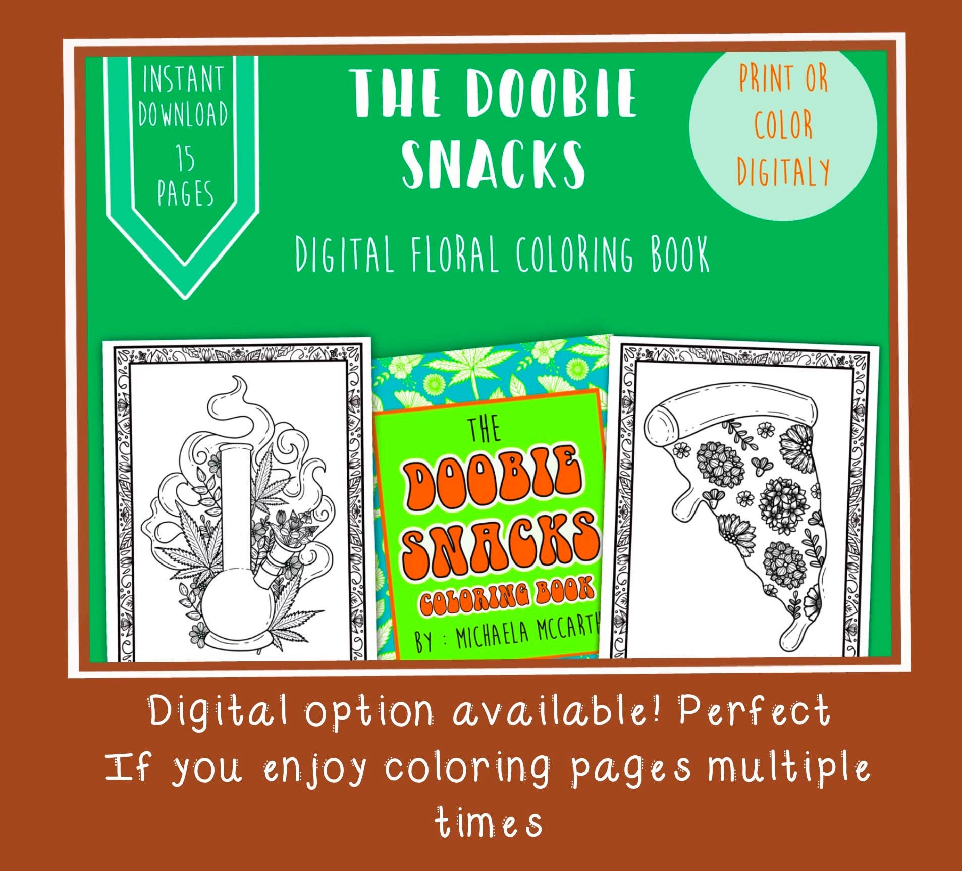 Michaela K Creations – Großhandel Mal- & Aktivitätsbuch – Erwachsene – Doobie Snacks Malbuch | 420€ Geschenk | Blumen-Malbuch6