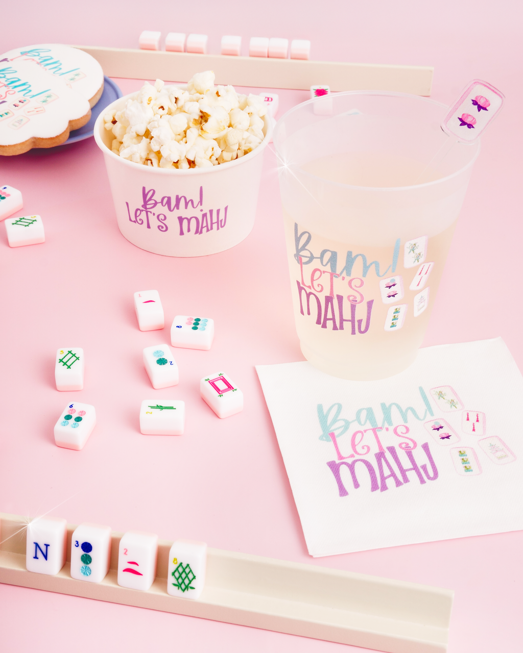 Busy Bee Gift - Wholesale Disposable Cup - Bam Let's Mahj Mahjong Shatterproof Cup | Set of 8, 16oz1