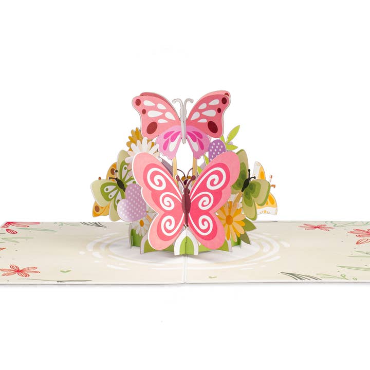 Paper Love – Engroshandel Hverdagshilsen kort – Papir Kærlighed Pink Butterfly Pop-up kort