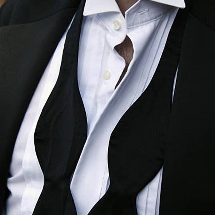 COOLMENCLUB - Wholesale Bow Tie - Men's - Black 'JAMES BOND' Self Bow Tie , Adjustable Open BowTie