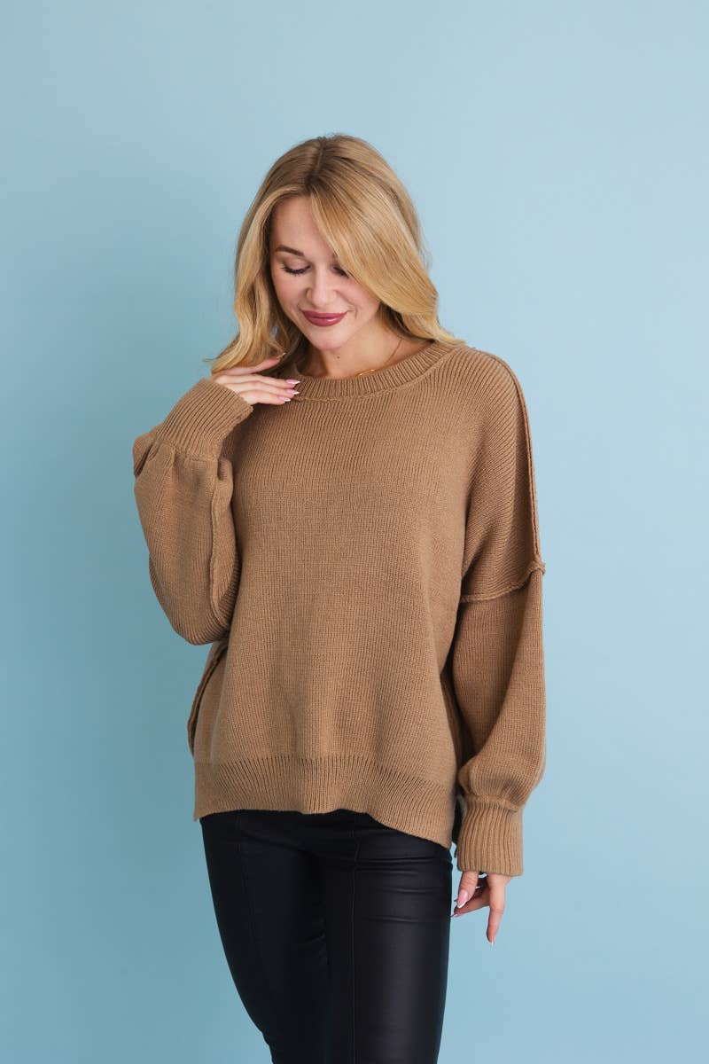Leto Accessories - Wholesale Knit Sweater - Women's - Cozy Mood Oversized Pullover Sweater - Your New Bestseller2