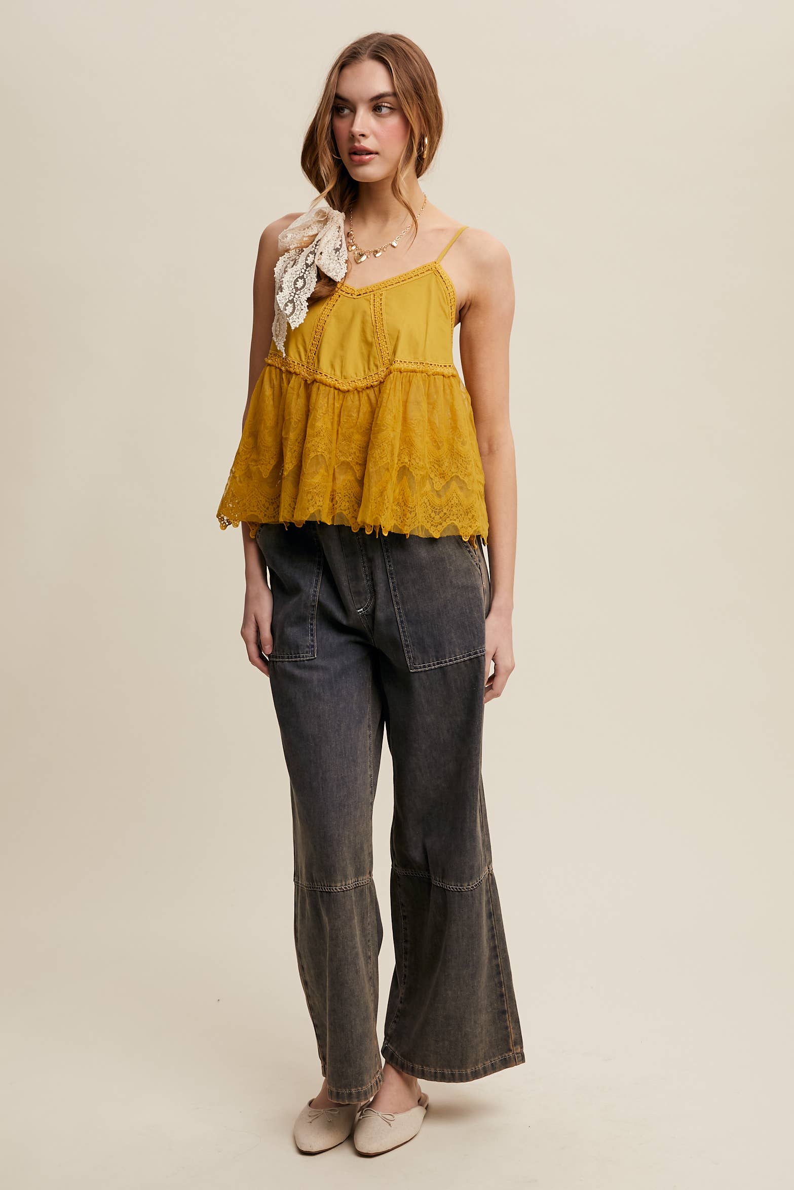 Listicle - Wholesale Jeans - Dames - Denim Broek met Wijde Pijpen en Trekkoord LP025624