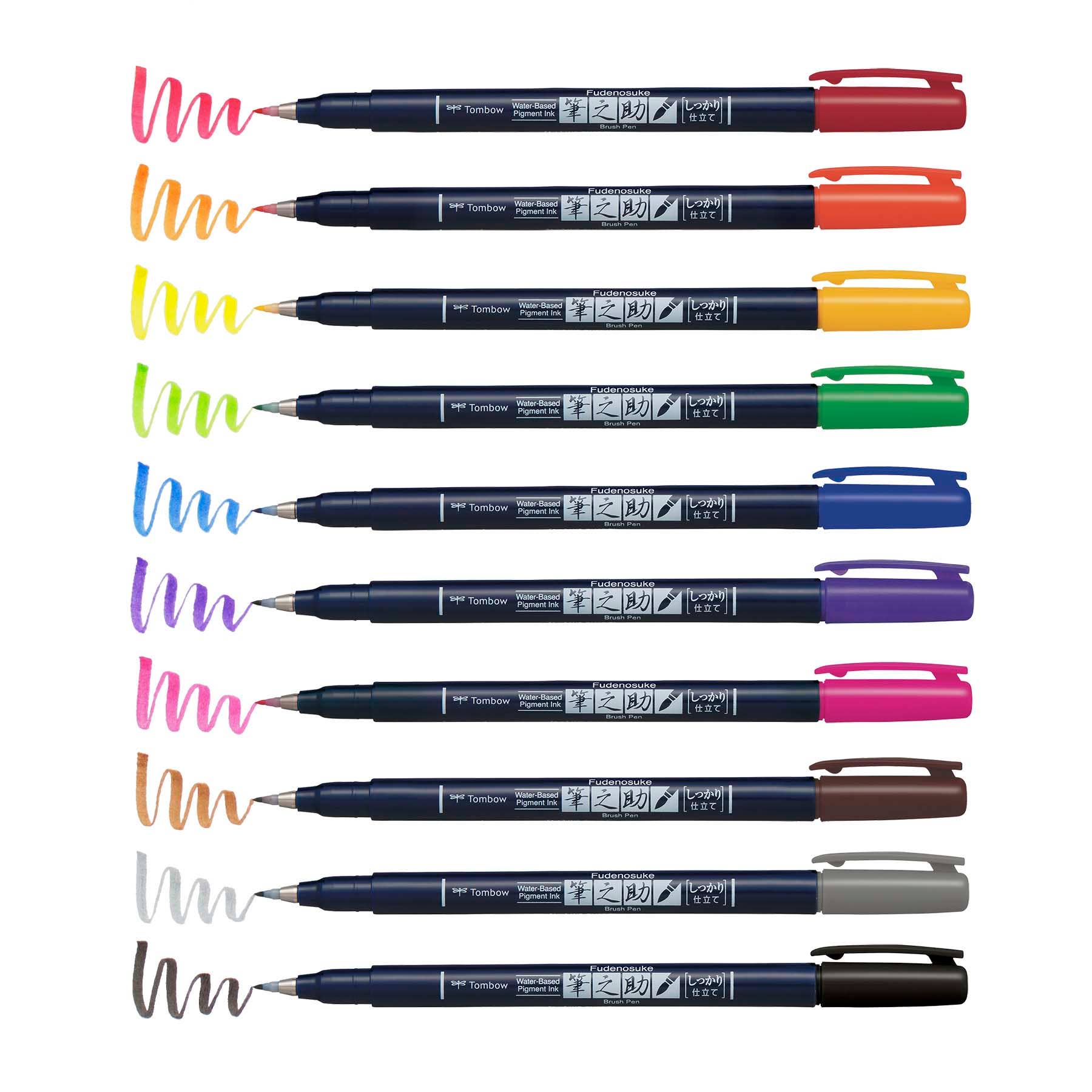 Tombow - Wholesale Pen - Fudenosuke Colors Calligraphy Brush Pens - 10-Pack1