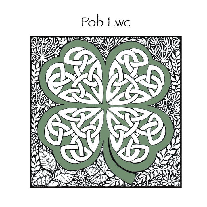 Pob Lwc (Good Luck) Celtic 4 Leaf Clover for wholesale by Alff a Bet Design