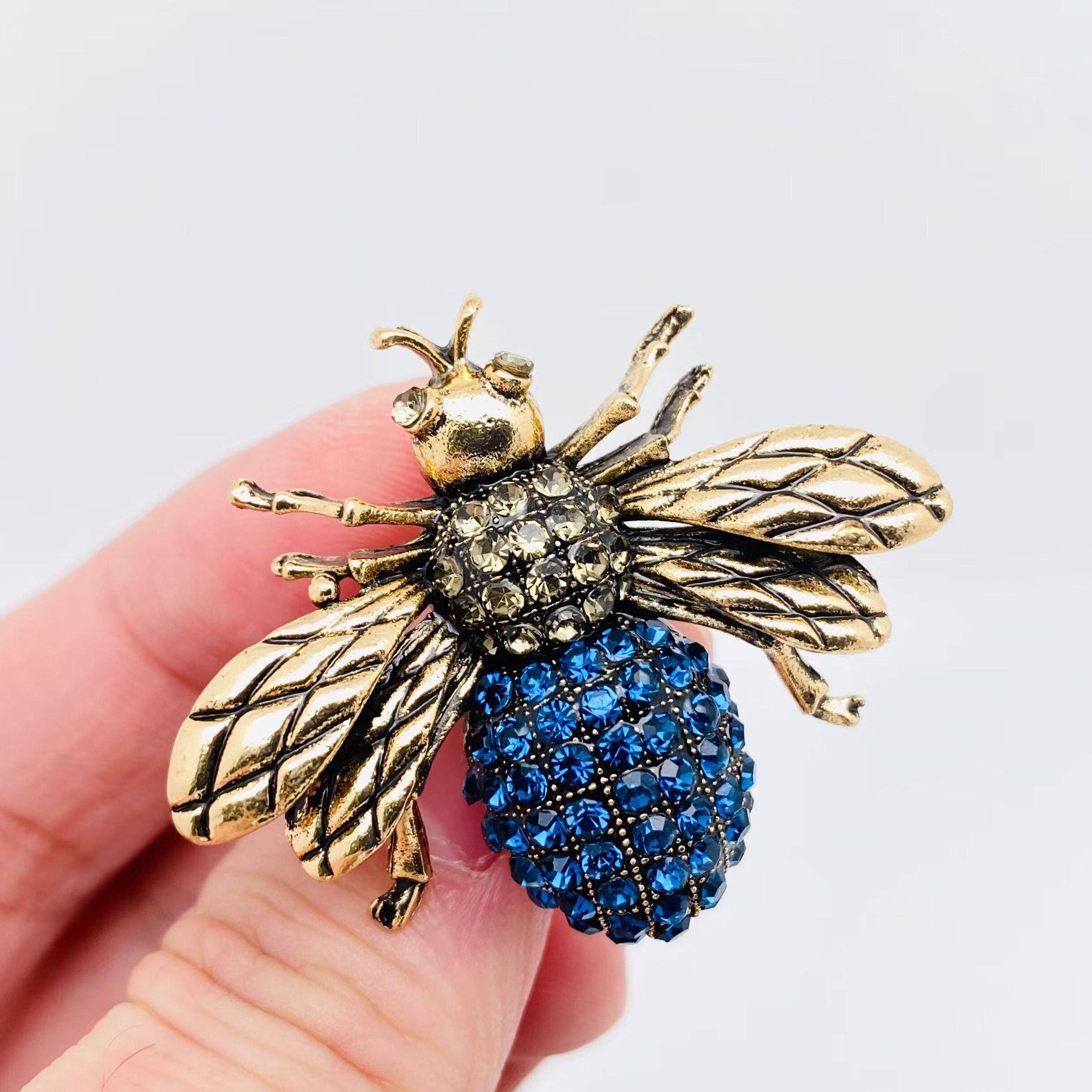 Mio Queena - Vente Broches - Broche abeille en métal avec strass, pince à vêtements4
