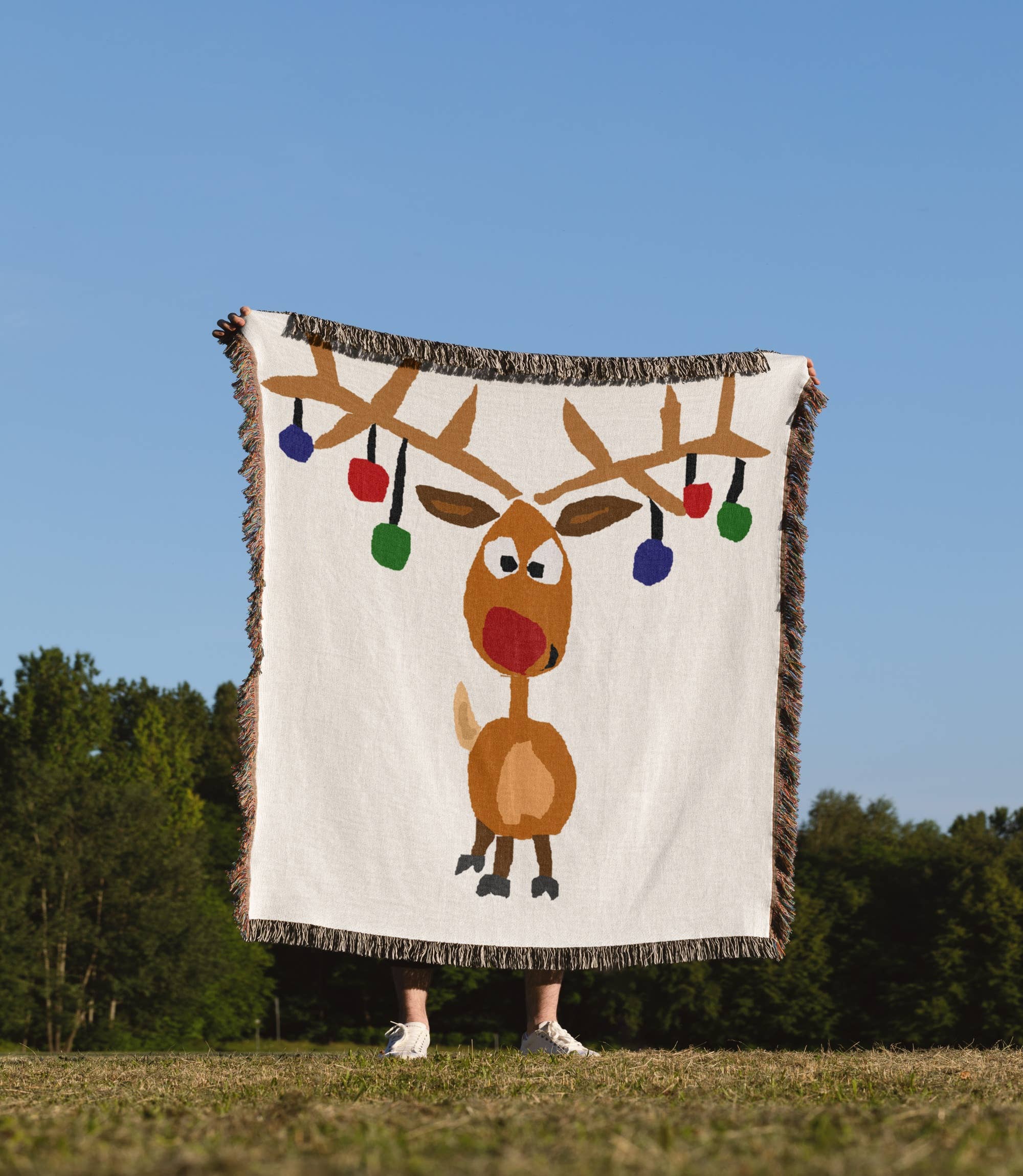 3dRose - Wholesale Throw Blanket - 3dRose, Funny Rudolph the Red nosed Reindeer Christmas Art, Blanket1