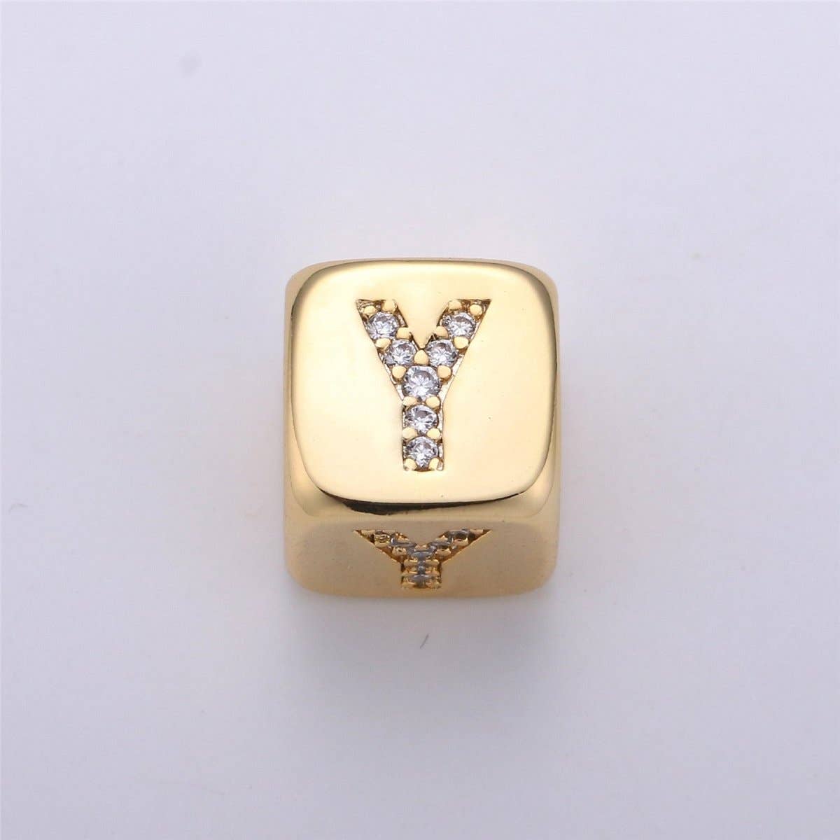 Aim Eternal - Wholesale Individual Charm/Pendant - 9x9mm Gold Initial Letter Beads, Alphabet Beads, Initial Beads, Alphabet Blocks Micro Pave Initial Block Charm for Bracelet Necklace Supply24