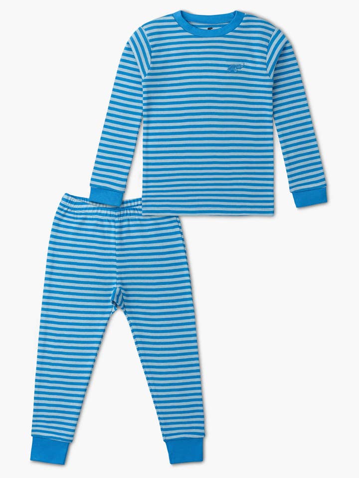 Two-Piece Pajama Set_Dark Blue Tonal Stripe for wholesale by Monica + Andy