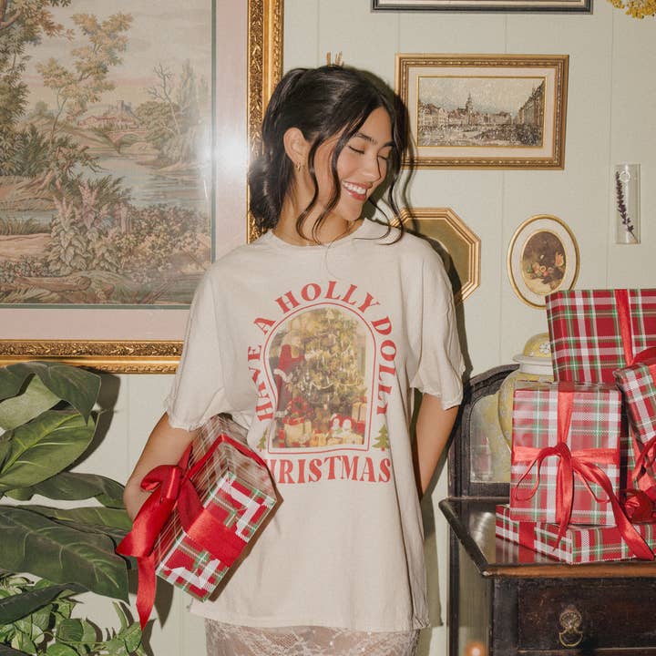 Have a Holly Dolly Christmas Off White Thrifted Tee and other Purchase Wholesale revive and thrive thrift. Free Returns & Net 60 Terms on Faire trending on Faire.