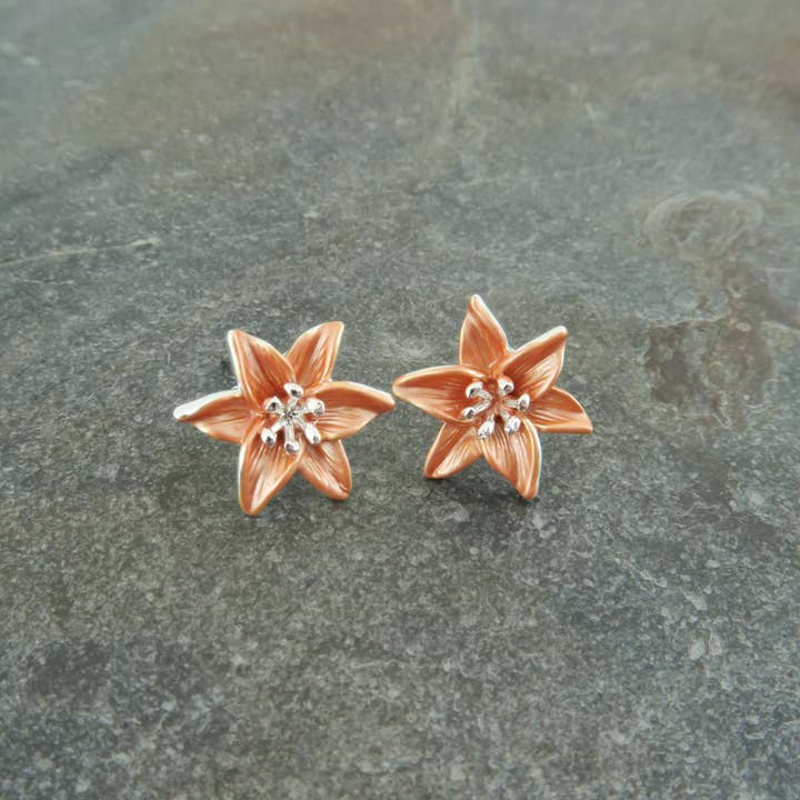 Alexander Thurlow & Co Ltd – wholesale Stud/post earrings – Lily Orange Tiger Lily Flower Post Stud Earrings1