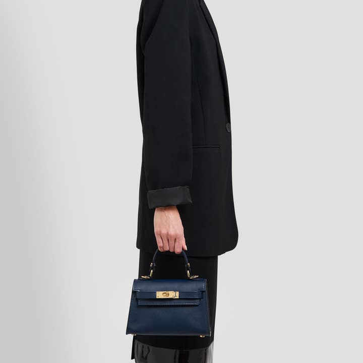 Voemièn - Wholesale Top Handle Bag - Women's - Victoria Bag in Navy Blue Epson Leather6