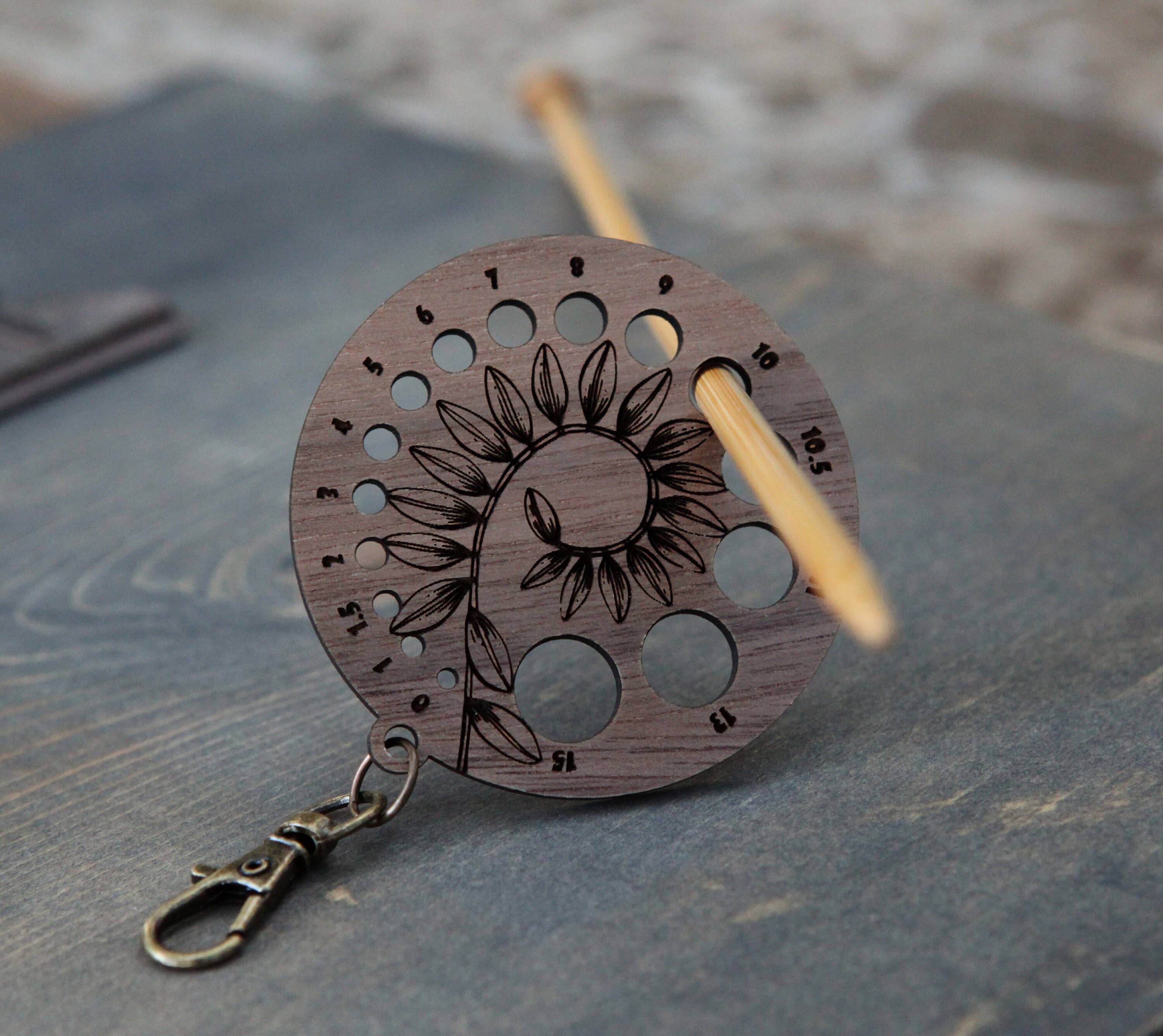 Sunrise Grove - Wholesale Knitting/Crochet Supplies - Walnut Wood Knitting Needle Gauge with Bronze Clasp8