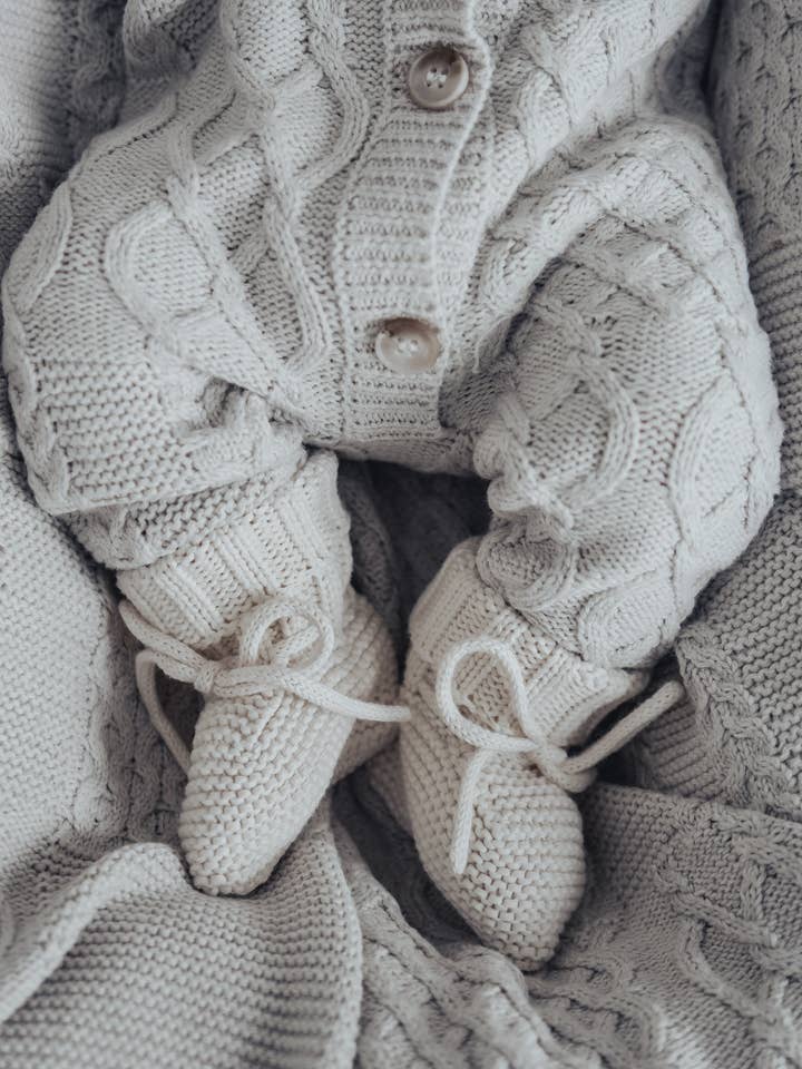 Luna + Luca Organic Booties - Cream for wholesale by Luna + Luca