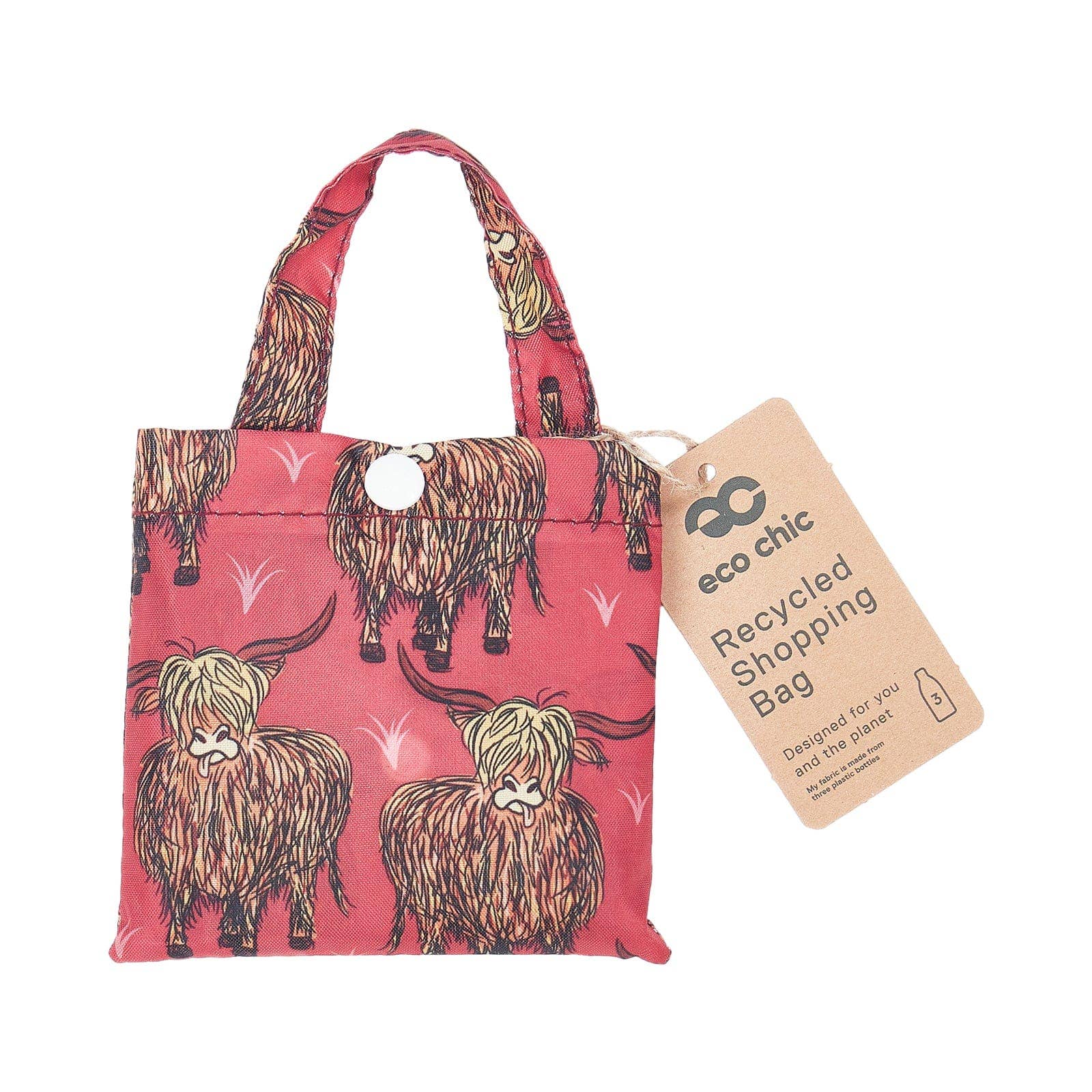 Eco Chic - Wholesale Grocery/Shopping Bag - Eco Chic Lightweight Foldable Shopping Bag Highland Cow11