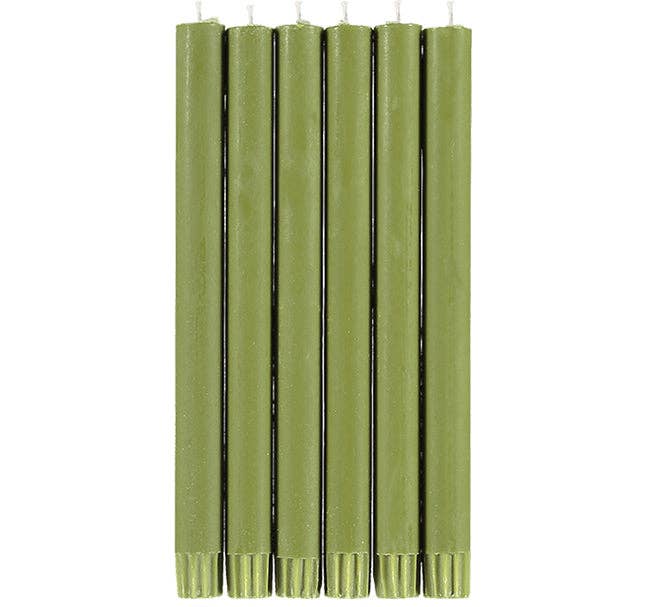 BRITISH COLOUR STANDARD - Wholesale Tapered Candle/Candlestick - Olive Green Eco Dinner Candles, 25 per pack3