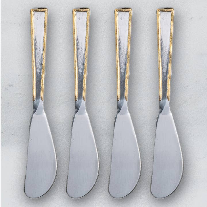 India Handicrafts Inc - Wholesale Cheese Spreader - SS Gilded Edge Spreaders S/4,3