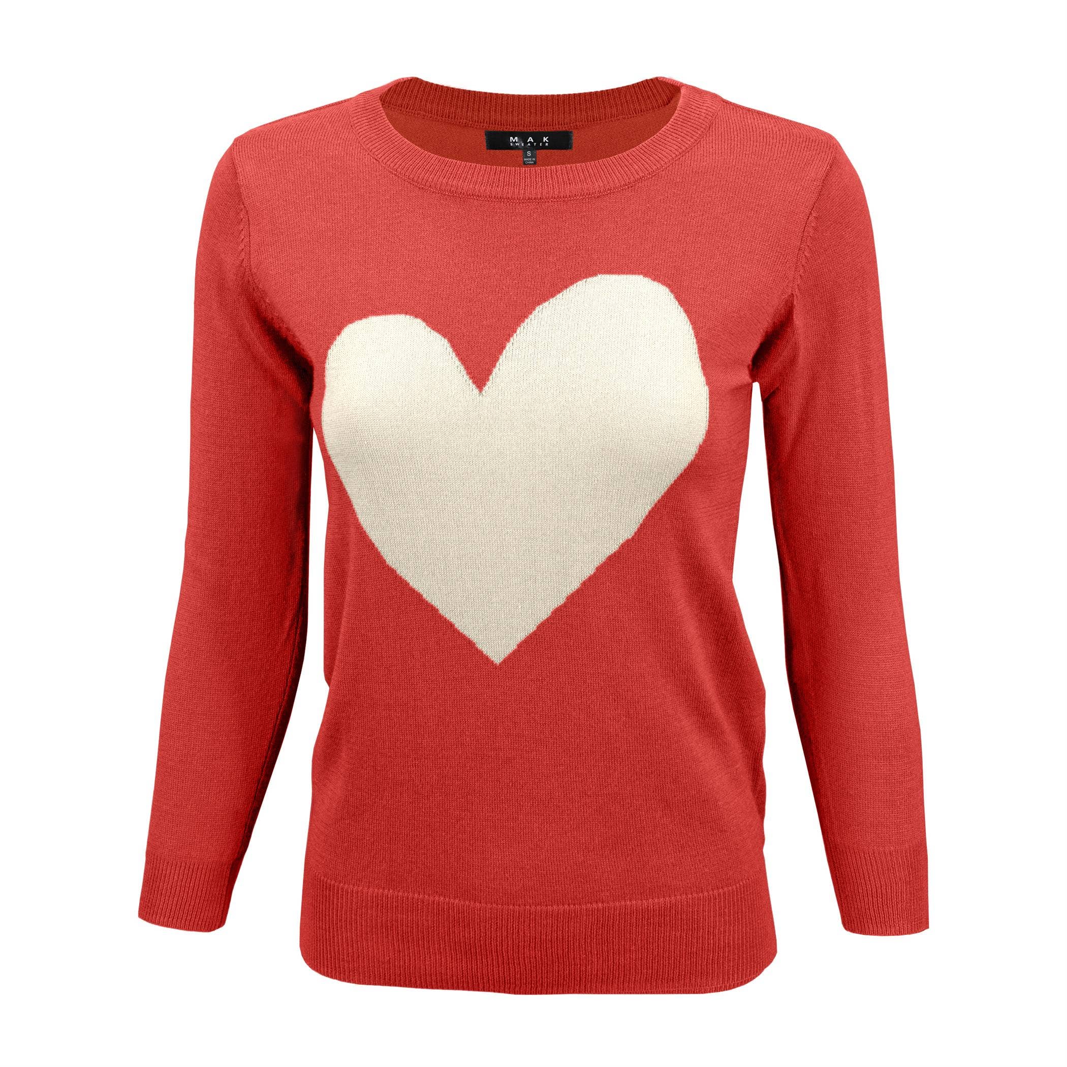 Mak – wholesale Pullovertröja - Dam – Heart Chenille Crewneck 3/4 ärm tröja MK359510