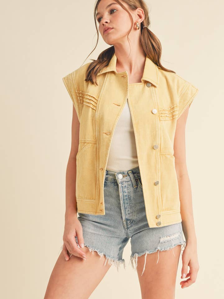 OVERSIZED DENIM VEST MJK3041 for wholesale by &MERCI