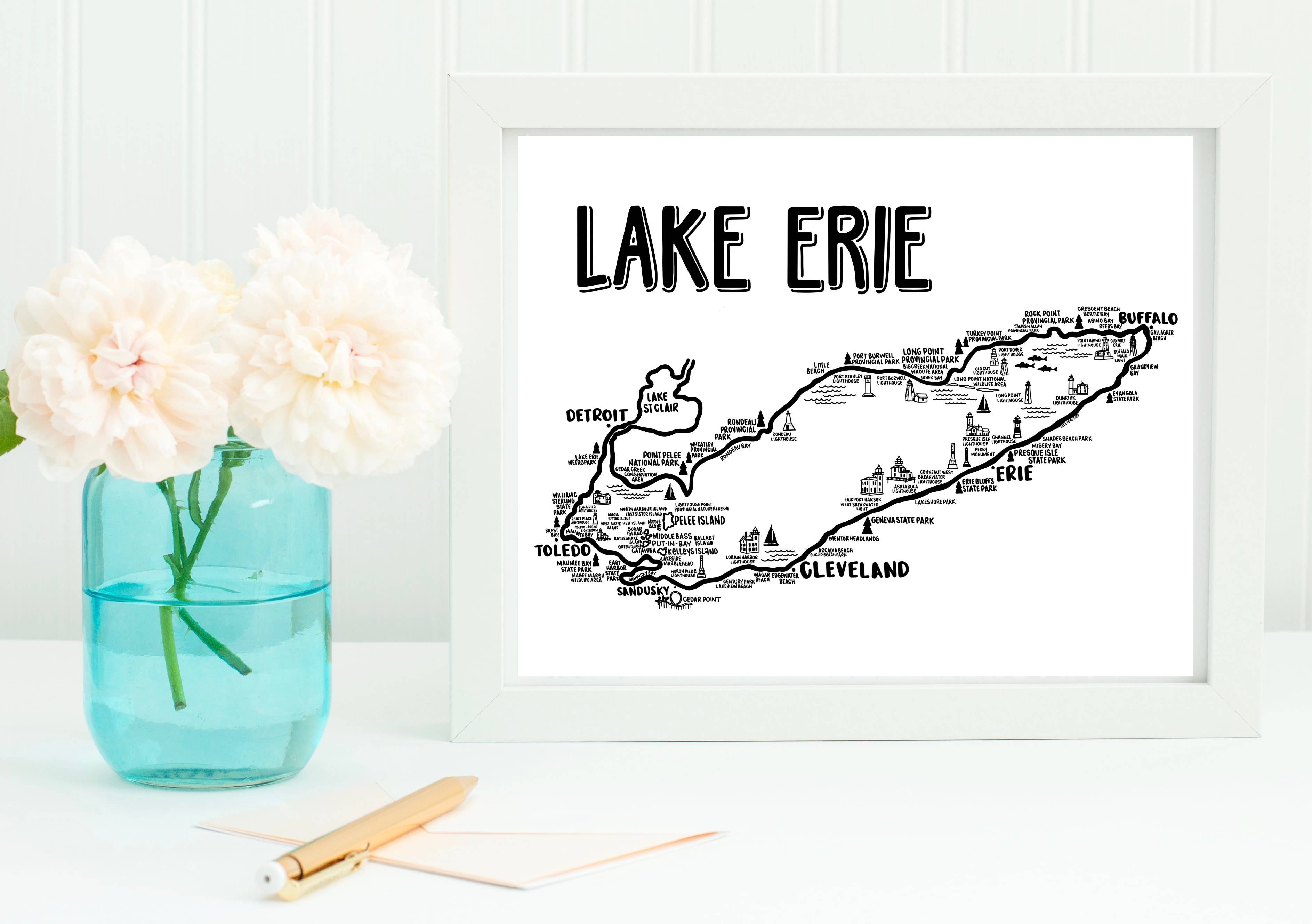 Whereabouts Shop - Wholesale Map - Lake Erie Map White3