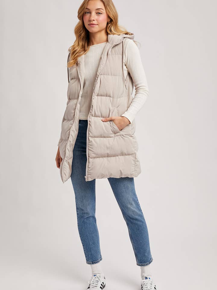Bluivy - Wholesale Outerwear Vest - Women's - HOODED ZIPPER DOWN LONGLINE PUFFER VEST10
