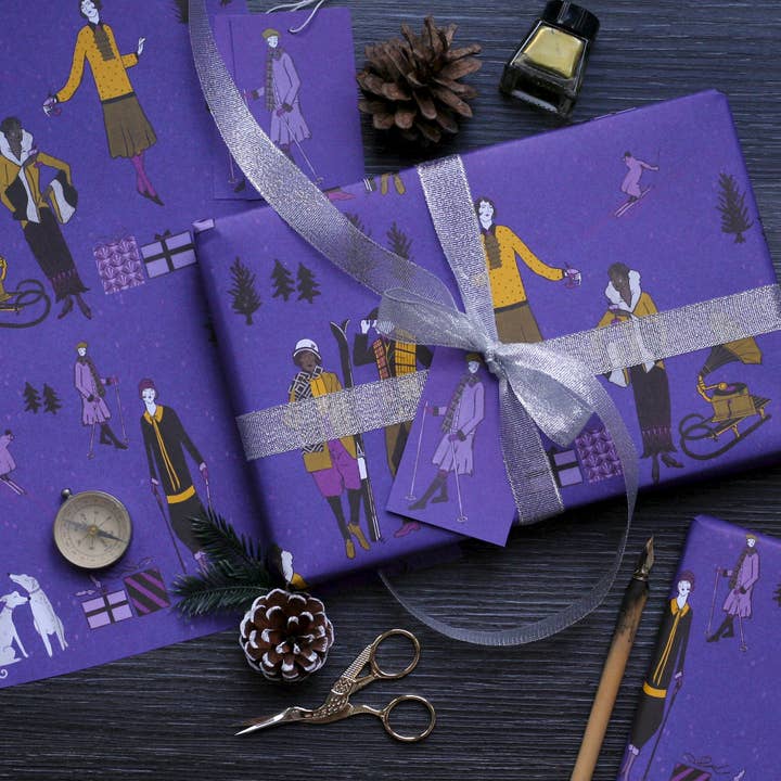 Art Deco kerstcadeaupapier uit de jaren 20 voor wholesale door Laura Crow Illustration