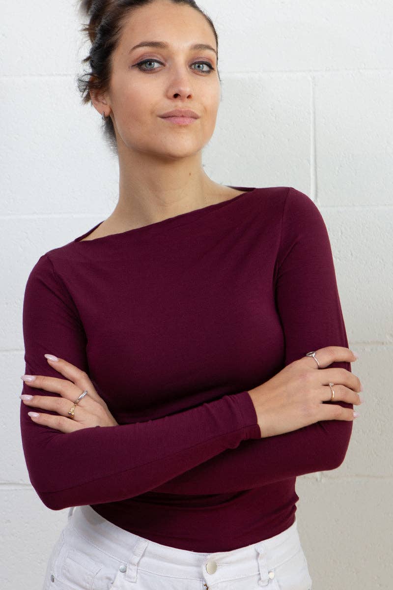 Madiva - Wholesale Knit Top - Women's - Venus Long Sleeve Boat - Bielastic Micromodal6