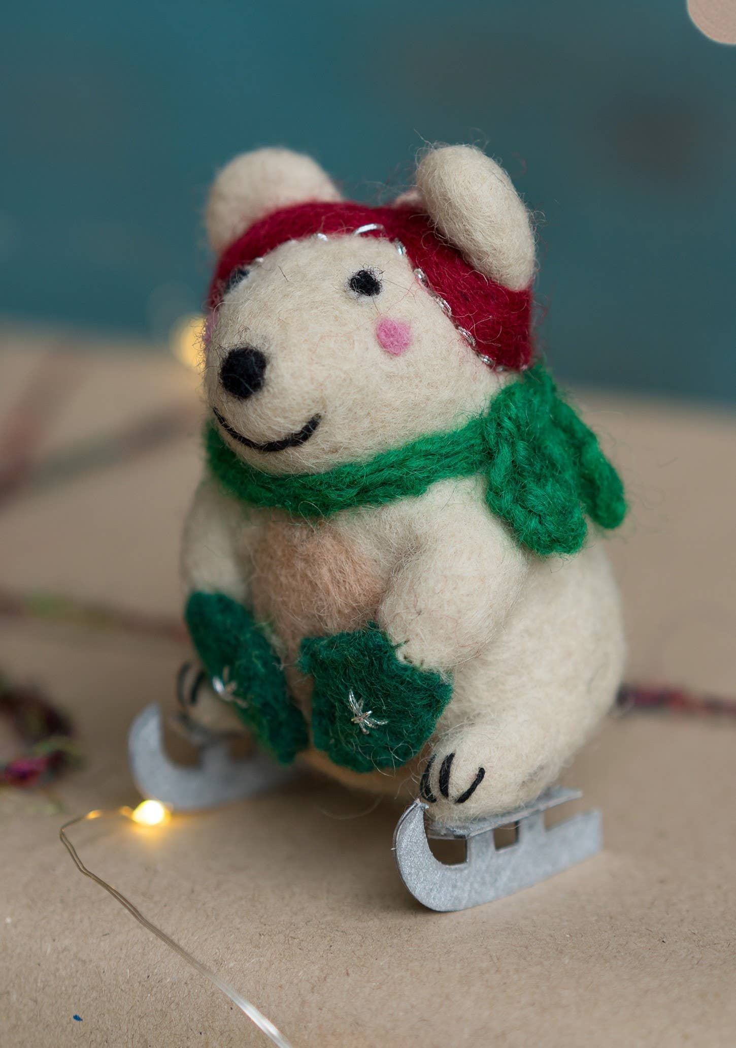 Namaste - Wholesale Christmas Decoration - Felt Polar Bear on Ice Skates2