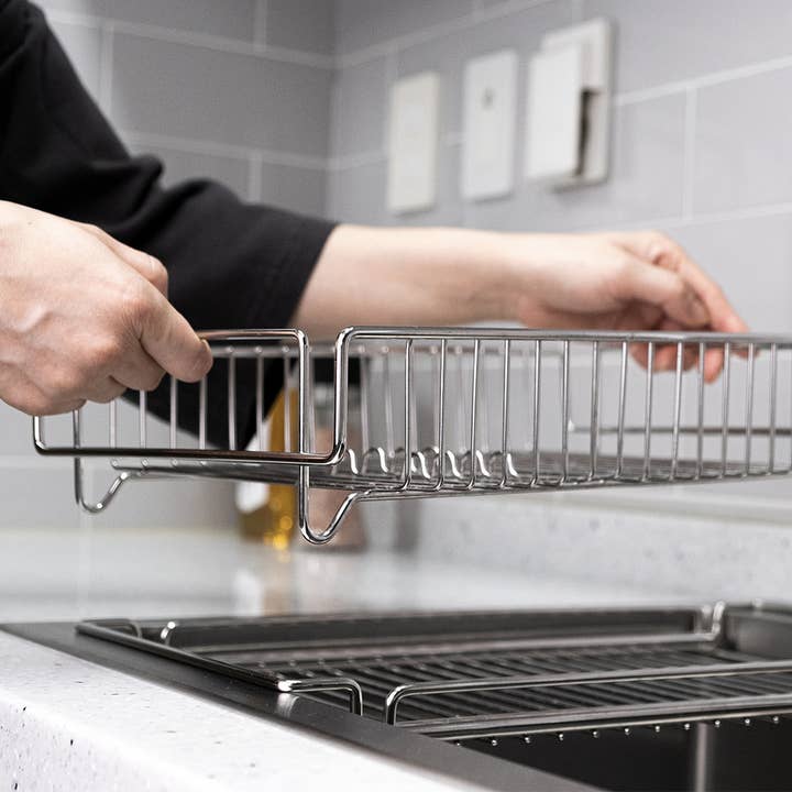 Korea Table - Wholesale Dish Drying Mat/Rack - Stainless Steel Dish Rack (2 in 1)5