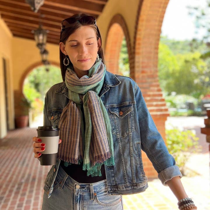 Humble Hilo - Wholesale Scarf - Women's - Humble Hilo Cumulus 100% Cotton Scarf Center Stripes9