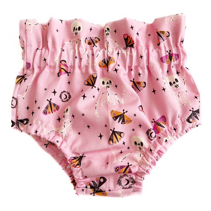 Halloween Pink Skeleton Spooky Baby Bloomers for wholesale by Cranky Peach