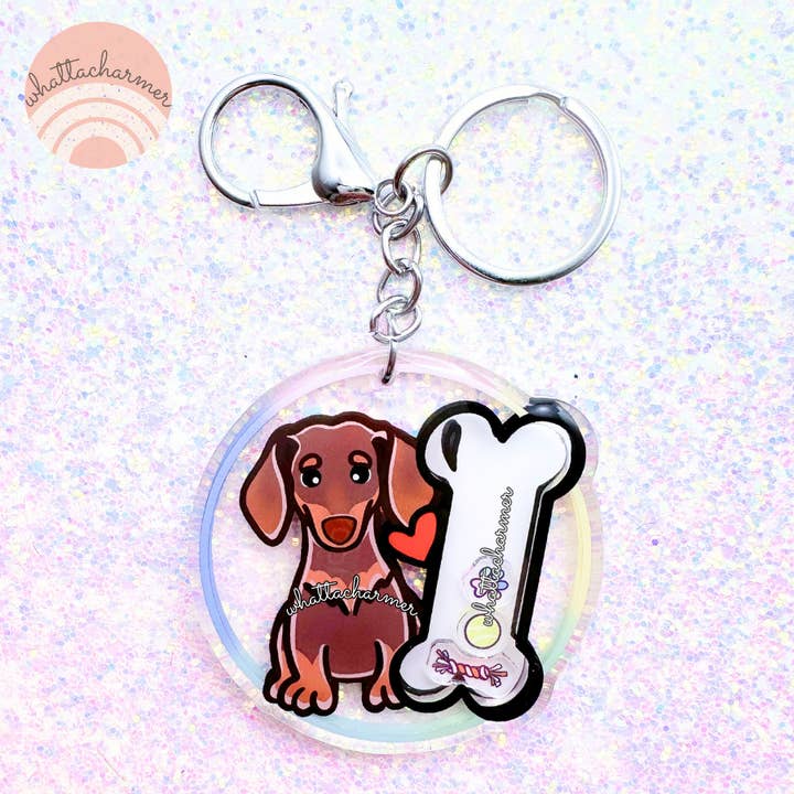Porte-clés Chien Teckel (Doxie), Chocolat et Fauve Lisse pour la vente par WhattaCharmer
