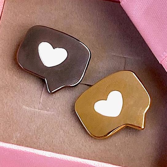 Heart Speech Bubble 0.5” Board Filler Hard Enamel Pin for wholesale by rosefinchie