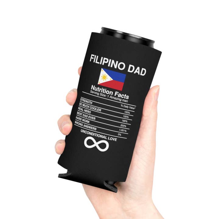 Teegarb LLC - Wholesale Drink huggers & koozies - Beer Can Cooler Sleeve Humorous Filipino Nutrition Facts Enthusiasts Illustration Hilarious Father's day Asian Cuisines Sayings6