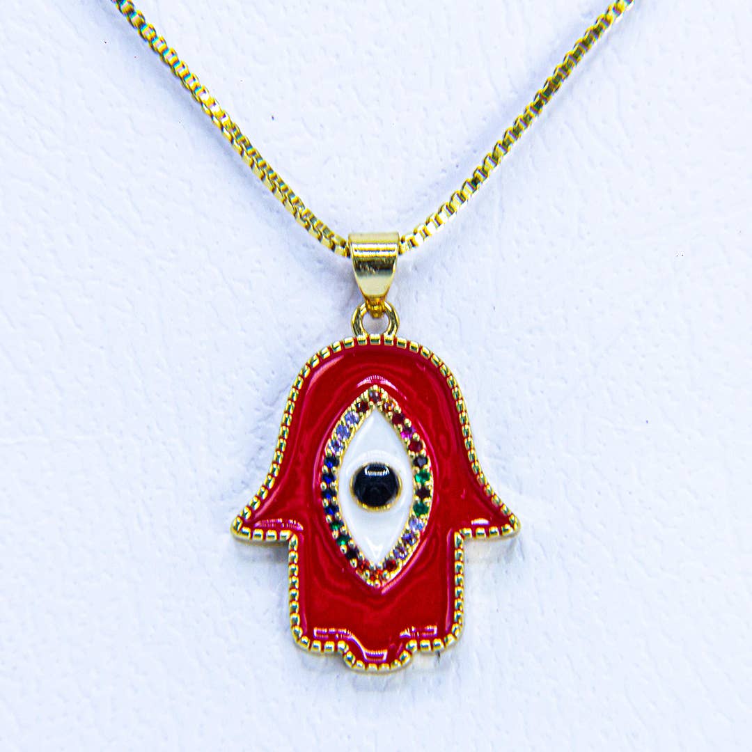 Loli - Wholesale Pendant/Charm Necklace - Colorful Evileye Hamsa Necklace1