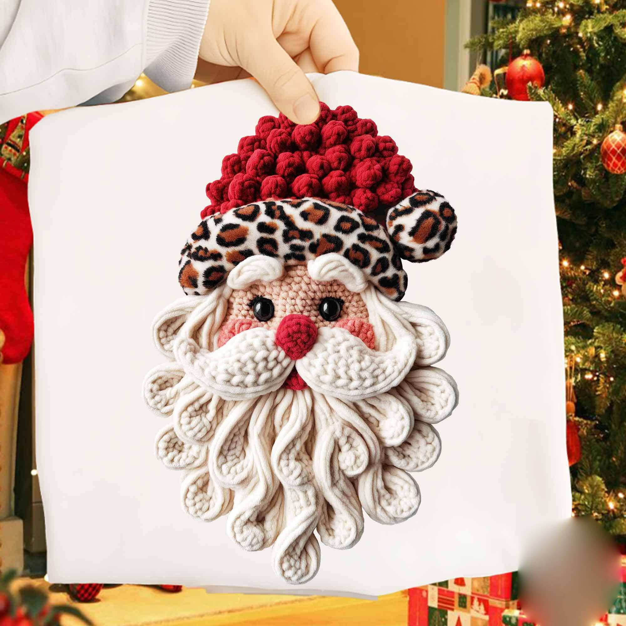 NVC Ecommerce LLC - Wholesale T-Shirt (Graphic) - Women's - Trendy Pink Yarn Faux Crochet Santa Tee, Retro Leopard Shirt2