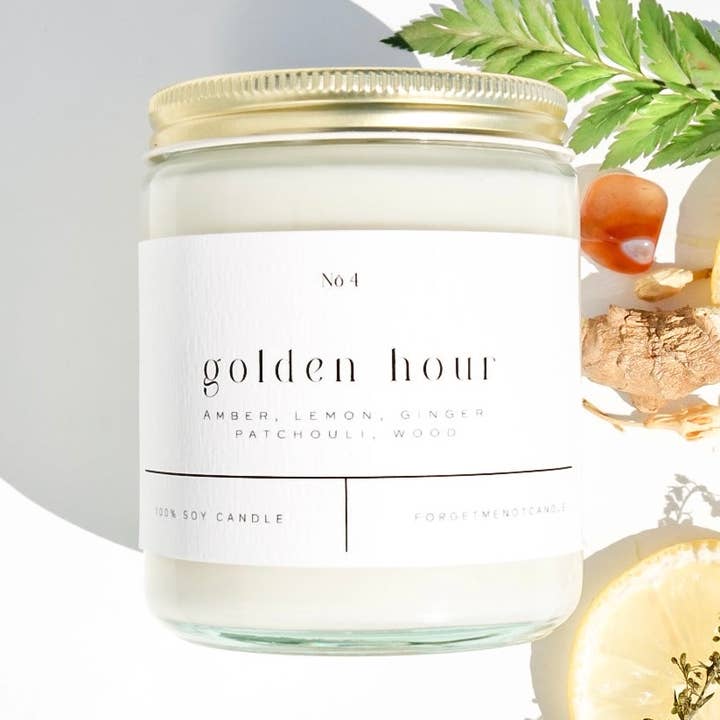 Vela de Vidrio Golden Hour de 9 oz - Vendida como Caja de 6 para venta al por mayor de Forget Me Not Candle