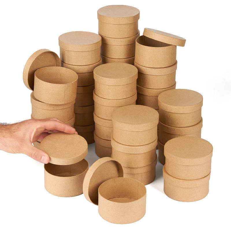 Factory Direct Craft - Wholesale Gift Box - Small Round Paper Mache Boxes - 2" H x 3.75" Dia. 2