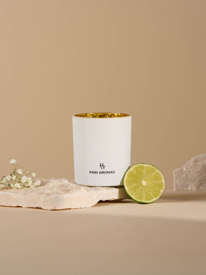 Lime Gardenia Sweet Amber Candle for wholesale by PARI AROMAS